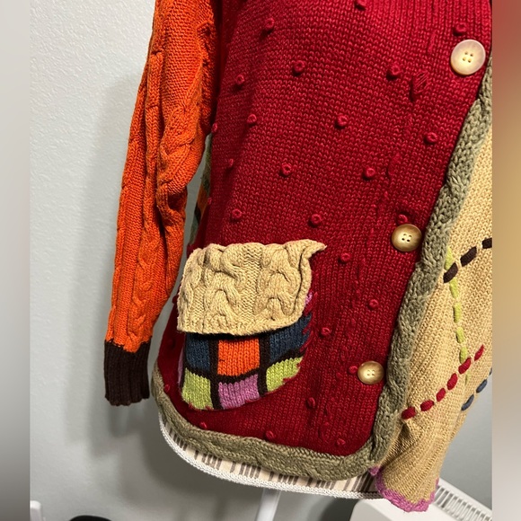 Vintage Susan Bristol knit sweater petite small multi colored button cardigan - Picture 2 of 10